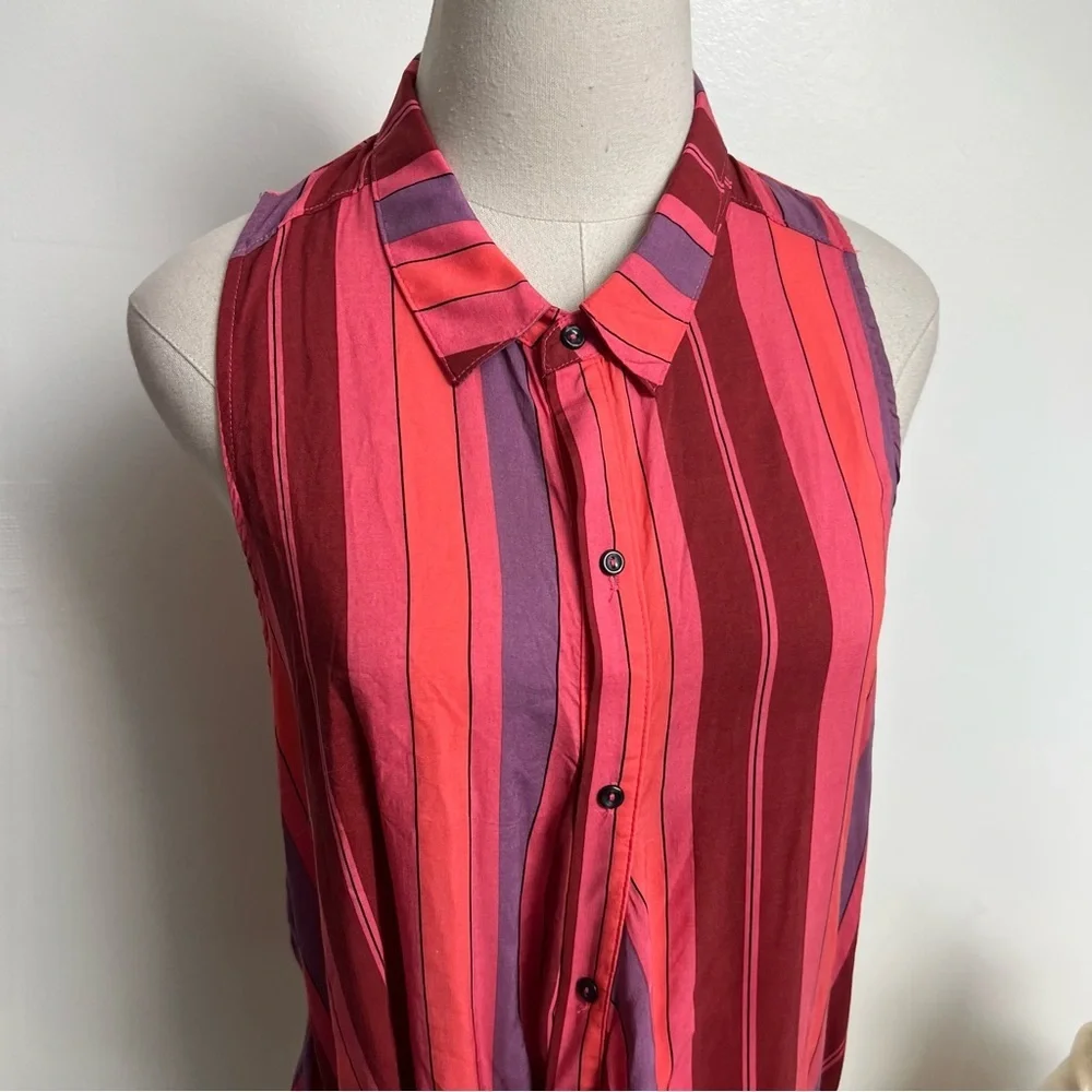 Free People Mackenzie Striped Sleeveless Tie Wrap Multicolor Top Shirt medium